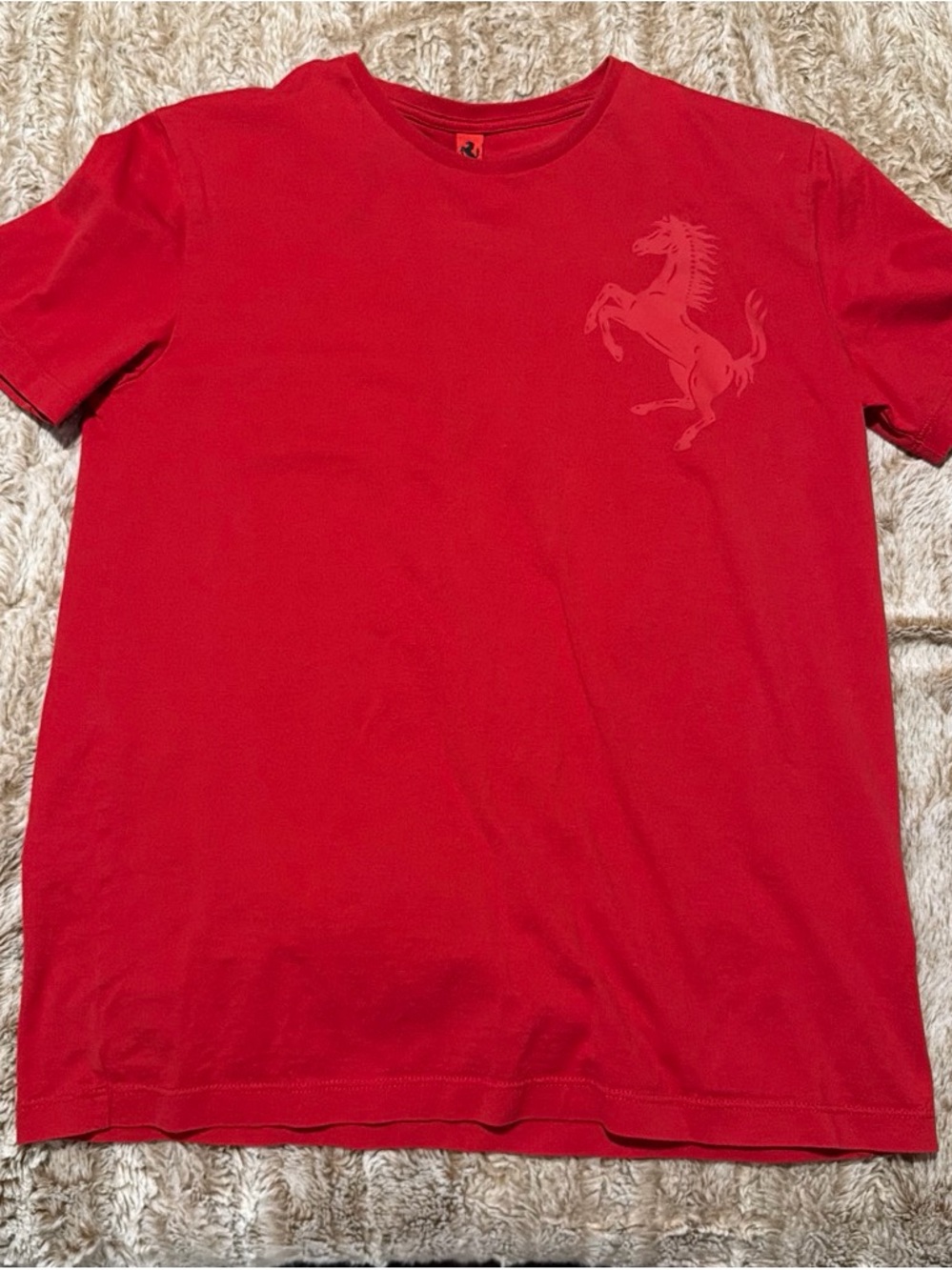 Ferrari Red Tee with Prancing Horse Neck Tag